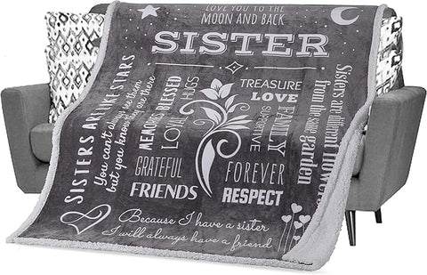 Gifts for Sister Blanket, Mothers Day, Birthday Gift for Sister from Sister, Say Happy Birthday Sister with a Snuggly Soft Sister Throw Blanket 60x50 Inches (Teal, Fleece)