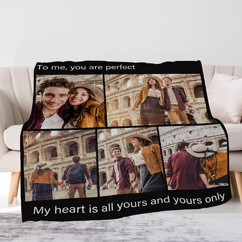 To My Wife Gift Blanket from Husband - Custom Blanket with Picture Name Change,Personalized Wife Anniversary Birthday Gifts for Her from Husband for Christmas,I Love You Gifts for Wife in Law