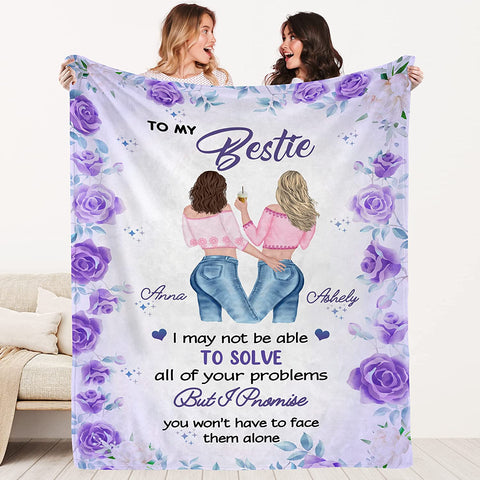 to My Besties Custom Friends Blanket with Many Characters,Change Hairstyles&Name Blankets,Personalized Friendship Blanket for Women,Best Friends,BFF, Bestie Birthday Gifts