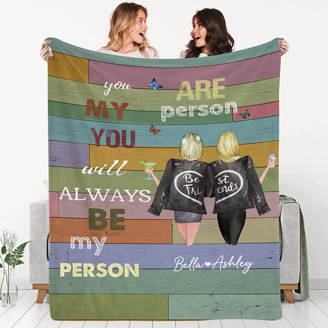 to My Besties Custom Friends Blanket with Many Characters,Change Hairstyles&Name Blankets,Personalized Friendship Blanket for Women,Best Friends,BFF, Bestie Birthday Gifts
