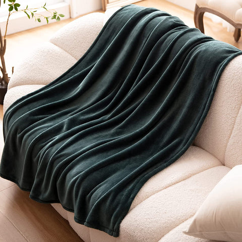 Fleece Throw Blanket Super Soft Cozy Warm Lightweight Throw for Sofa Couch Luxury Decorative Velvet Pattern Bed Blanket, 50"x60", Black