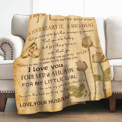 To My Boyfriend Blanket Romantic I Love You Blessing Sweet Gifts for Birthday Anniversary Valentines Christmas Thanksgiving Fathers Day Soft Cozy Smooth Lightweight Plush Throw Blankets 50"x60"