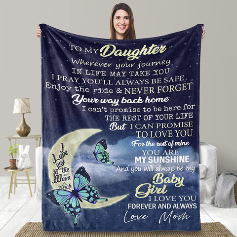 Daughter Gifts -55*70inches Butterfly Throw Blanket for Daughter Birthday/Christmas/Winter Gifts for Daughter from Mom and Dad