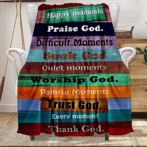 Christian Gifts for Women, Inspirational Bible Verse Blanket Soft Lightweight Religious Healing Warm Blanket for Women 40x50in