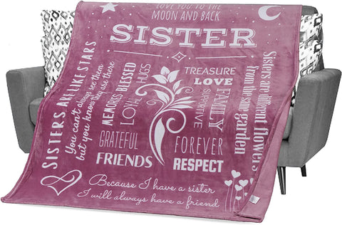 Gifts for Sister Blanket, Mothers Day, Birthday Gift for Sister from Sister, Say Happy Birthday Sister with a Snuggly Soft Sister Throw Blanket 60x50 Inches (Teal, Fleece)