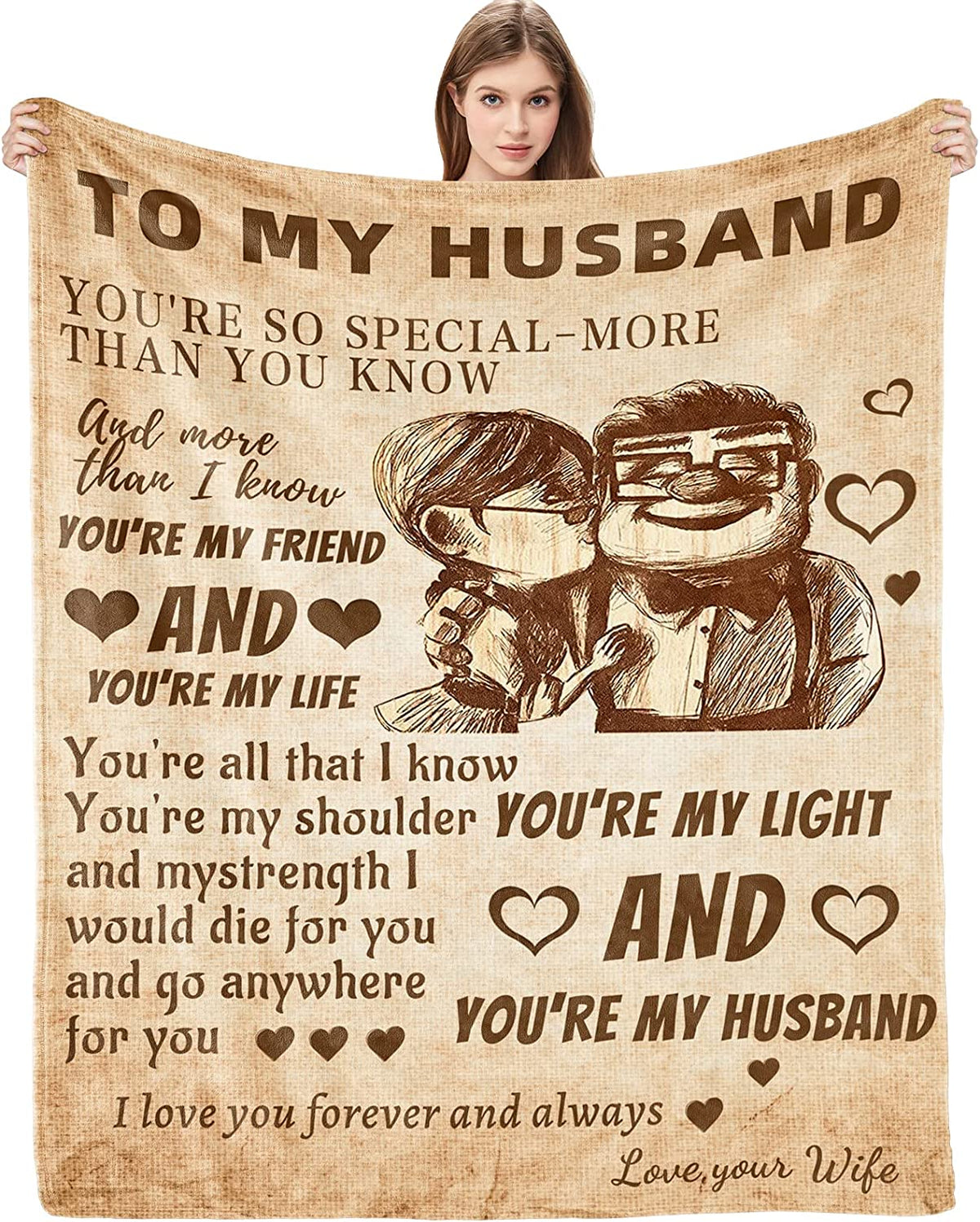 Gifts for Husband Blanket from Wife I Love You Wedding Anniversary Birthday Christmas Valentine's Father's Day Blankets Romantic Present Gift for Him (60x50inch)