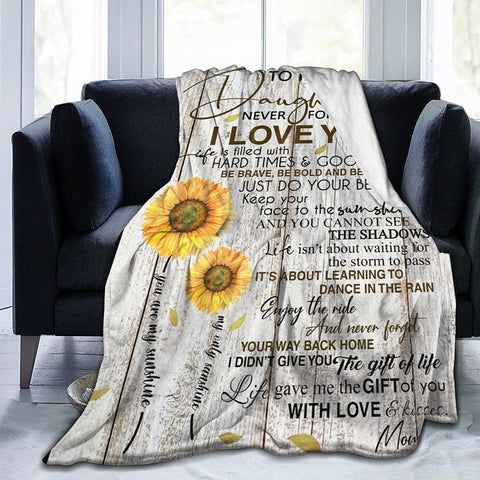 Fleece Blanket to My Daughter Printed Quilts Mom for Daughter's Blanket Positive Encourage and Love mom Flannel Blanket Gifts (40 * 50 inch,10)