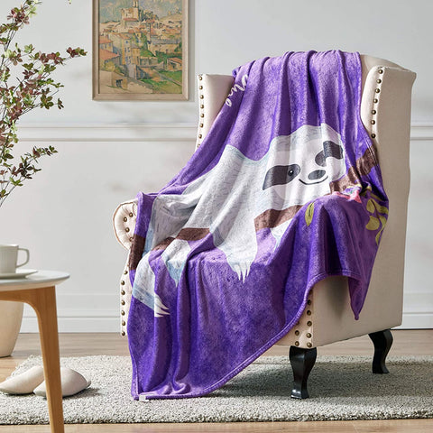 Flannel Fleece Throw Blanket, Super Soft Plush Throw for Couch Bed, Cute Sloth Blankets Gift for Women Kids, 50''x60''