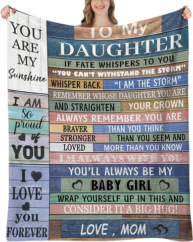 Daughter Gifts for Daughter Blanket, Daughter Gift from Mom, Birthday Gifts for Daughter, Daughter Gifts for Birthday Graduation, Daughter Throw Blanket 60"x 50"