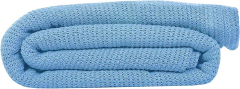 Textile Supply Leno Weave Ice Grey Blanket, Queen 100% Cotton, Lightweight, Warm, Extra-Fluffy, Premium and Durable Soft & Cozy Bed Blanket for Bed, Couch, Sofa Throw for All Season