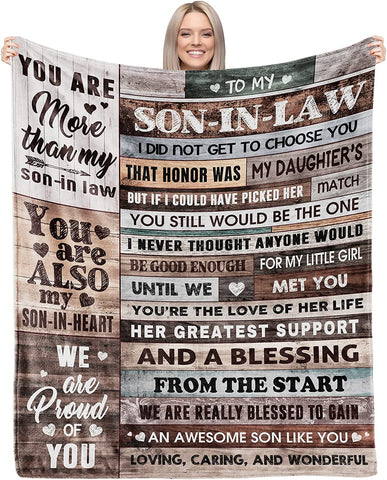 Son in Law Gifts from Mother in Law to My Son Blankets in Bulk for Wedding Christmas Birthday for Son in Law from Mother Father in Law Throw Blanket 60"*50"