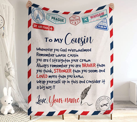 Personalized Air Mail Letter To My Son in law Throw Blankets, Gift To My Son Blanket From Mom,Gift To My Daughter, Granddaughter, Grandson From ,Customized Name, Custom Blanket for Birthday, Christmas