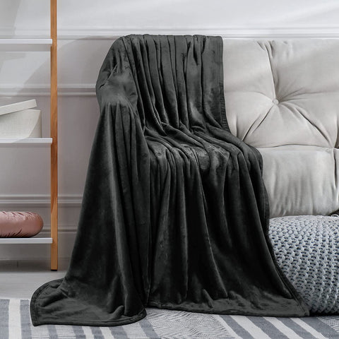 Bedding Fleece Blanket Queen Size Cool Grey Lightweight Fuzzy Soft Anti-Static Microfiber Bed Blanket (90x90 Inches)