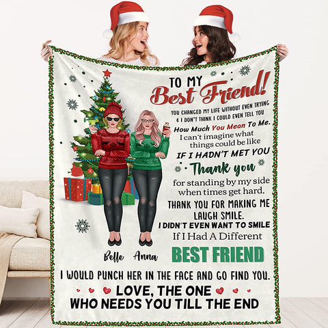 to My Besties Custom Friends Blanket with Many Characters,Change Hairstyles&Name Blankets,Personalized Friendship Blanket for Women,Best Friends,BFF, Bestie Birthday Gifts