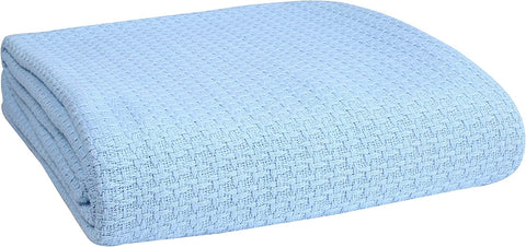 100% Cotton Breathable Blanket Full - Queen Size, Thermal , Perfect for Layering Any Bed for All Season, Teal Green