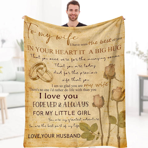 Throw Blanket Gifts to My Husband Blanket Gifts for Husband, Bedding Sofa Couch Decor Present for Valentine's Day Anniversary Birthday from Wife 50"x60"