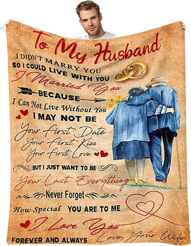 Mothers Day Birthday Gifts for Wife from Husband, Anniversary Wedding Gifts for Her,Wife Birthday Gift Ideas,to My Wife Blanket from Husband,Christmas Valentines Gifts for Wife 60'' x 50''