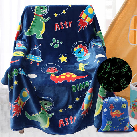 Dinosaur Blanket Gifts for 1-10 Year Old Boys,Dino Soft Kids Blankets,Dino Party Blankets,Luminous Toys Birthday Christmas Halloween Thanksgiving Easter Gifts,60 x 50in