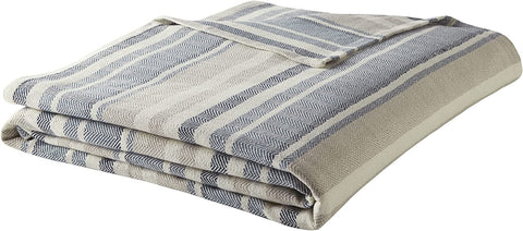 Queen Blanket, Lightweight Cotton Bedding, Home Decor for All Seasons (Herringbone Bone, Queen)