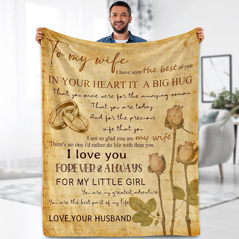Valentine Birthday Gifts for Husband, Husband Gifts from Wife to My Husband Gifts Blanket, Unique Gift for Him Home Bedroom Flannel Cozy Throw Blankets for for Boy Men