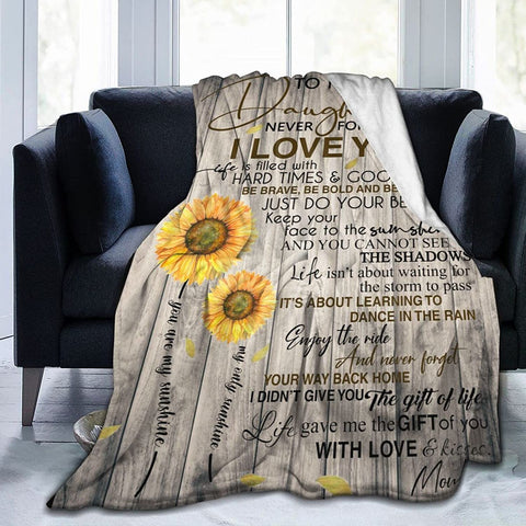 Fleece Blanket to My Daughter Printed Quilts Mom for Daughter's Blanket Positive Encourage and Love mom Flannel Blanket Gifts (40 * 50 inch,10)