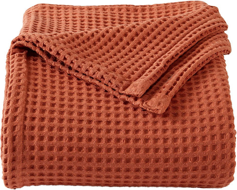 100% Cotton Waffle Weave Bed Blanket Soft, Breathable, and Lightweight Blanket for All-Season | Perfect for Layering | Brielle Collection (King, ICY Blue)