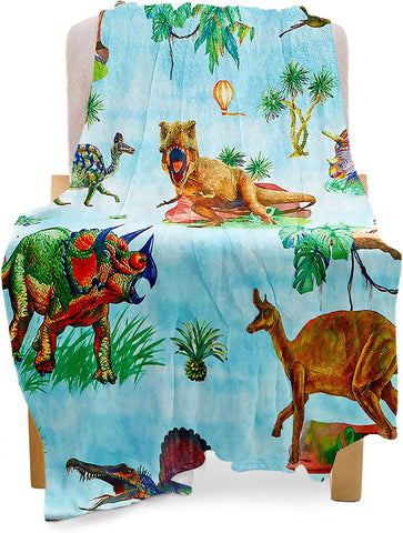 Kids Dinosaur Blanket for Boys Girls Room Decor Personalized Cute Toddler Throw Blanket Chiristmas Dinasour Birthday Year Old Gifts Toys 40x50