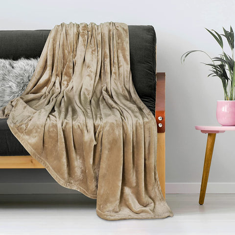 Bedding Fleece Blanket Queen Size Grey 300GSM Luxury Bed Blanket Anti-Static Fuzzy Soft Blanket Microfiber (90x90 Inches)
