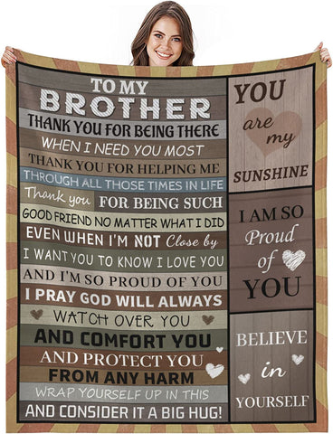Gifts for Brother Blanket, Brother Gift from Sister - Brother Gifts - Brother Birthday Gift - Birthday Gifts for Men - Soft Flannel Throw Blankets for Bed Sofa Couch Travel Beach (Wolf, 50x60 in)