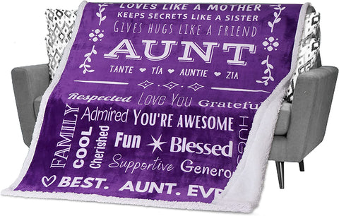 Aunt Mothers Day Gifts, Aunt Blanket from Niece or Nephew, Aunt Birthday Gift, Auntie Gifts, Soft Aunt Throw Blanket for Your Favorite Best Aunt Ever 60x50 Inches (Teal, Fleece)
