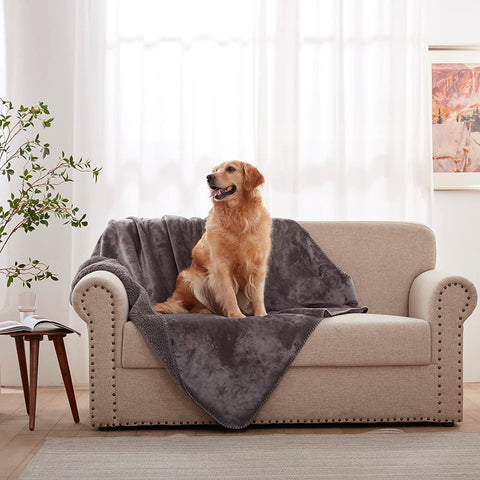 Waterproof Dog Blanket for Bed Couch Sofa Car, Super Soft and Warm Puppy Blanket for Small Dogs Cats, Fleece Sherpa Throw Furniture Protector Pet Hair Resistant Blanket 30"x40" Inches