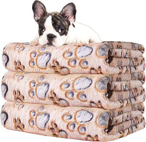 Upgraded Dog Blankets for Large Dogs, 3 Pack Dog Cat Flannel Blankets Washable, Soft Pet Mat Throw Cover for Kennel Crate Bed, Cute Paw Pattern, Dog Blanket, Pet Blanket 41" x 31"