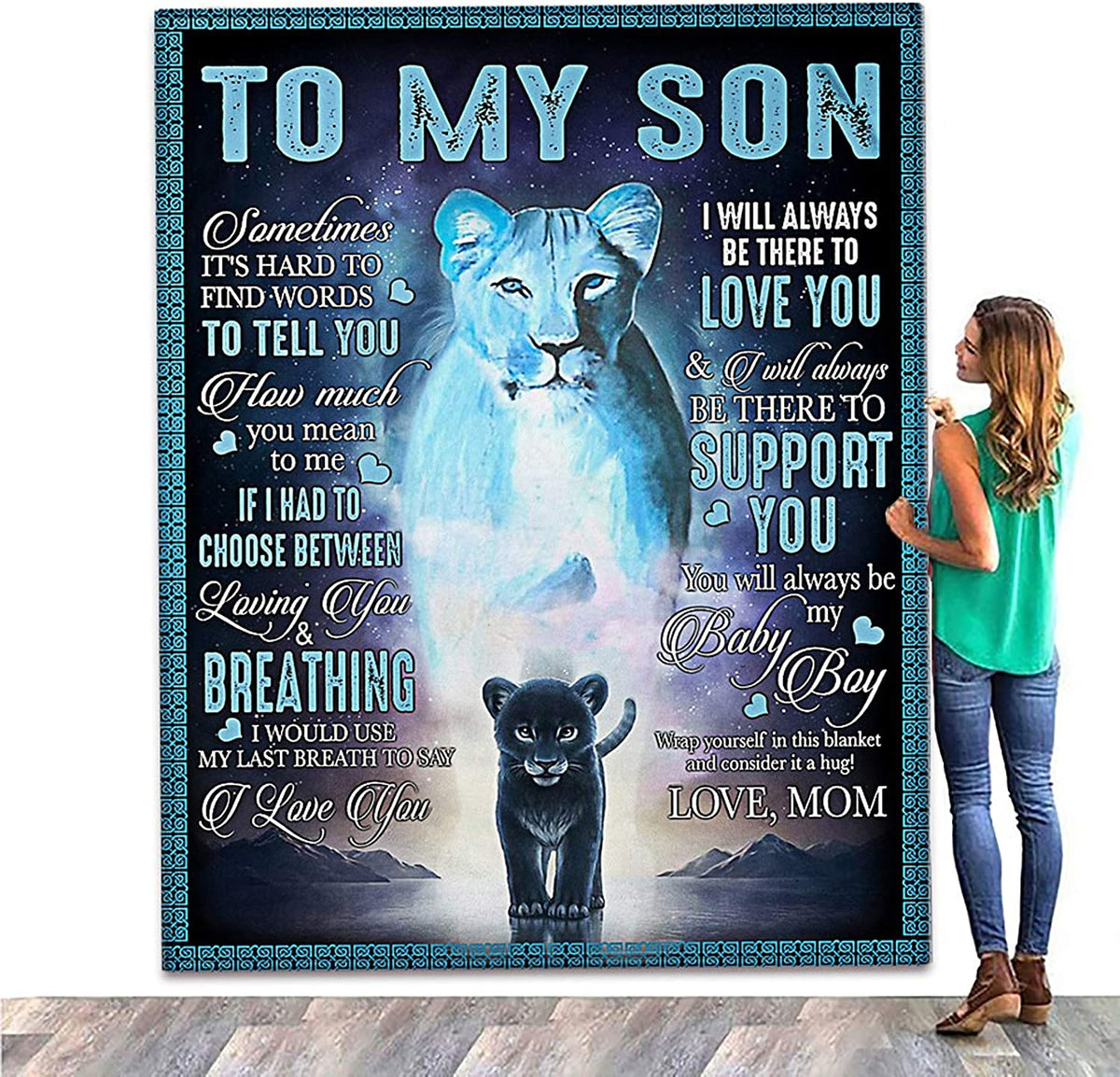 Gift for Son, to My Son Blanket Letter Printed Quilts Personalized Air Mail Blanket from Mom（50*60）