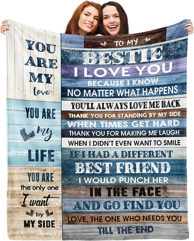 Bestie Gifts to My Bestie Blanket Best Friend Birthday Gifts for Women Bestie Sister Teen Girls Long Distance Friendship Gift Christmas or Valentines Gift for Her Throw Blankets 50 x 60 inch