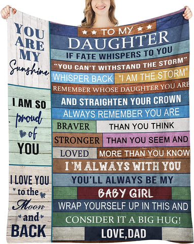 Daughter Gifts for Daughter Blanket, Daughter Gift from Mom, Birthday Gifts for Daughter, Daughter Gifts for Birthday Graduation, Daughter Throw Blanket 60"x 50"