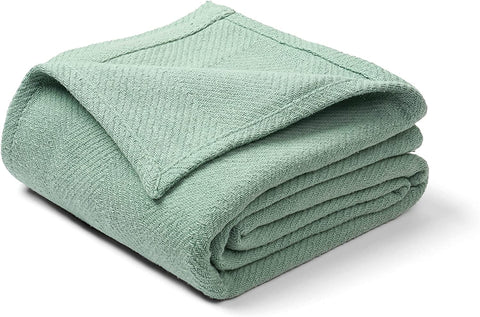 Cotton Blanket Queen Size, Luxury Blankets for Any-Home Decor, Waffle Blanket - Gifts for Mom, Soft Throw Blanket, Queen Size Blanket for Queen Bed, White Blanket - 90" X 90"