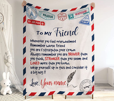 Personalized Air Mail Letter To My Son in law Throw Blankets, Gift To My Son Blanket From Mom,Gift To My Daughter, Granddaughter, Grandson From ,Customized Name, Custom Blanket for Birthday, Christmas