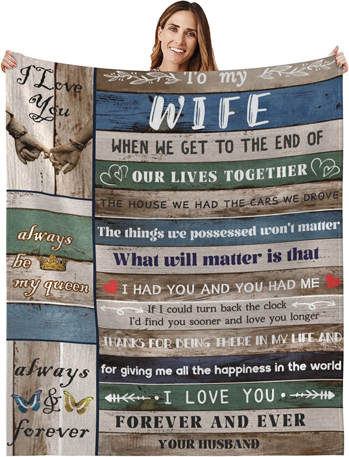 to My Wife Blanket from Husband, Gifts for Wife Wedding Anniversary Romantic Gifts for Her, Hallowen Christmas Valentines Birthday Gifts for Wife, Wife Blanket 50"x60"