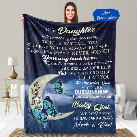 Daughter Gifts -55*70inches Butterfly Throw Blanket for Daughter Birthday/Christmas/Winter Gifts for Daughter from Mom and Dad