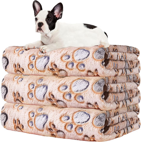 Upgraded Dog Blankets for Large Dogs, 3 Pack Dog Cat Flannel Blankets Washable, Soft Pet Mat Throw Cover for Kennel Crate Bed, Cute Paw Pattern, Dog Blanket, Pet Blanket 41" x 31"