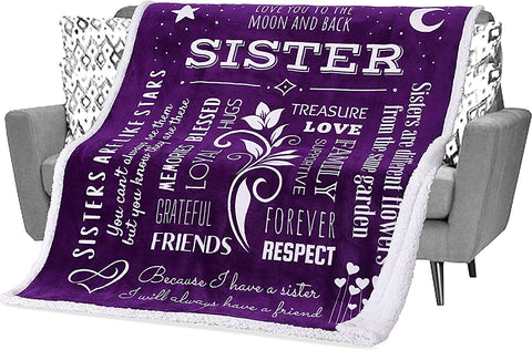 Gifts for Sister Blanket, Mothers Day, Birthday Gift for Sister from Sister, Say Happy Birthday Sister with a Snuggly Soft Sister Throw Blanket 60x50 Inches (Teal, Fleece)