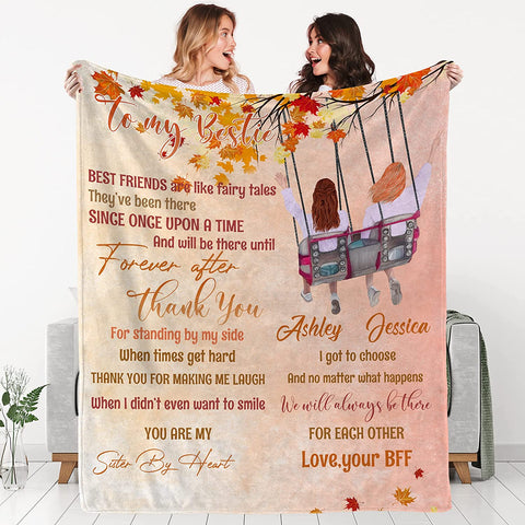 to My Besties Custom Friends Blanket with Many Characters,Change Hairstyles&Name Blankets,Personalized Friendship Blanket for Women,Best Friends,BFF, Bestie Birthday Gifts