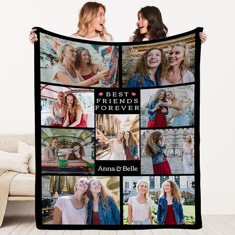 to My Besties Custom Friends Blanket with Many Characters,Change Hairstyles&Name Blankets,Personalized Friendship Blanket for Women,Best Friends,BFF, Bestie Birthday Gifts