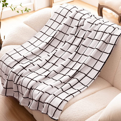 Fleece Throw Blanket Super Soft Cozy Warm Lightweight Throw for Sofa Couch Luxury Decorative Velvet Pattern Bed Blanket, 50"x60", Black