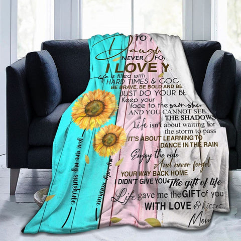 Fleece Blanket to My Daughter Printed Quilts Mom for Daughter's Blanket Positive Encourage and Love mom Flannel Blanket Gifts (40 * 50 inch,10)