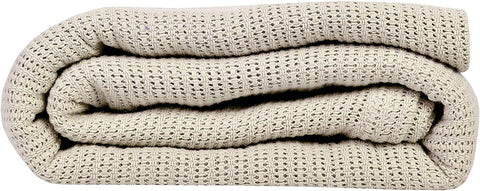 Textile Supply Leno Weave Ice Grey Blanket, Queen 100% Cotton, Lightweight, Warm, Extra-Fluffy, Premium and Durable Soft & Cozy Bed Blanket for Bed, Couch, Sofa Throw for All Season