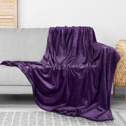 Bedding Fleece Blanket Queen Size Grey 300GSM Luxury Bed Blanket Anti-Static Fuzzy Soft Blanket Microfiber (90x90 Inches)