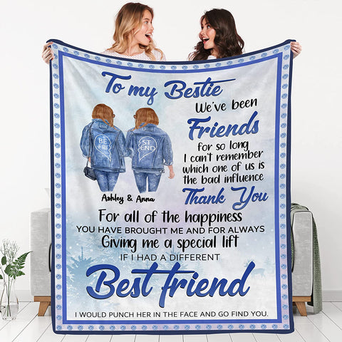 to My Besties Custom Friends Blanket with Many Characters,Change Hairstyles&Name Blankets,Personalized Friendship Blanket for Women,Best Friends,BFF, Bestie Birthday Gifts