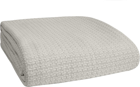 100% Cotton Breathable Blanket Full - Queen Size, Thermal , Perfect for Layering Any Bed for All Season, Teal Green