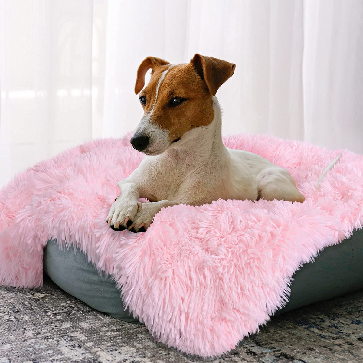 Medium Dog Blanket for Couch Bed Crate, Cozy Reversible Fleece Dog Blanket, Washable Fluffy Throw Blankets 30x40 Inches Grey